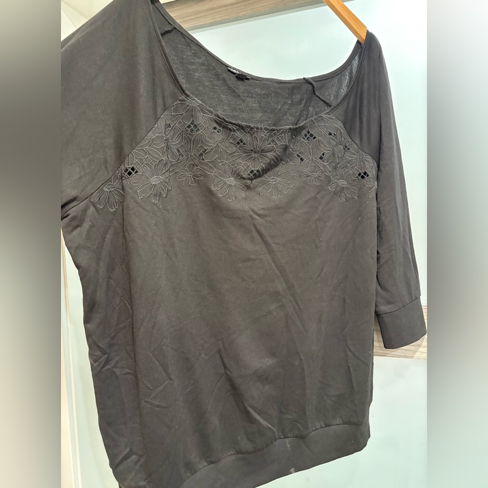 torrid Black Floral Cutout Scoop-Neck Tunic Top